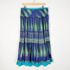 Vintage Y2K Dressbarn Tiered Maxi Skirt Full A-line Paisley Floral Boho Size 14-